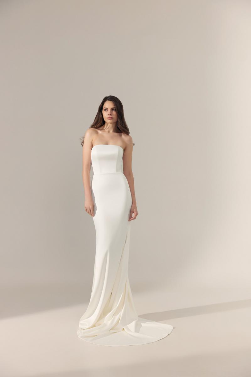 Havfrue enkel stropløs brudekjole 